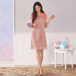 Sundance rose palace peach and ivory embroidered dress